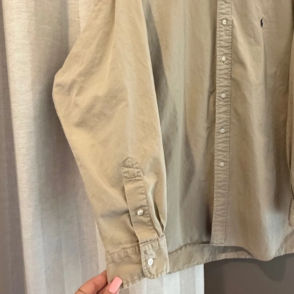 Ralph Lauren Men's Blaire Tan Long Sleeve Button Down Shirt, Size XL - Picture 5 of 10